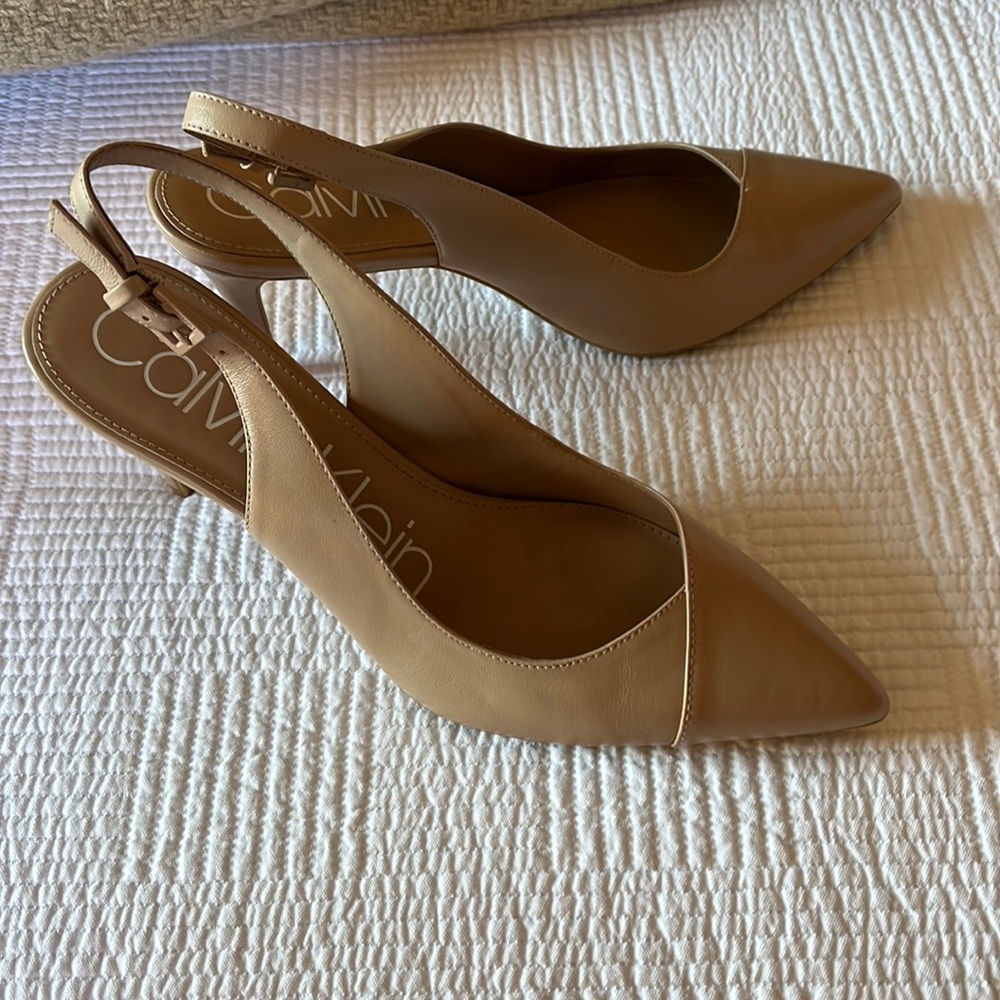 Calvin Klein “Gwyneth” sling back shoes.